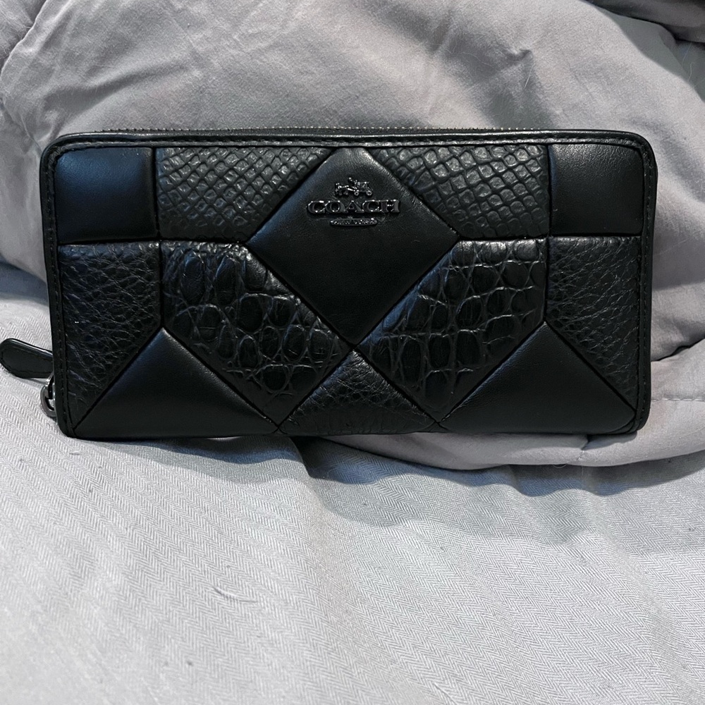 Coach Black Geometric Leather Wallet